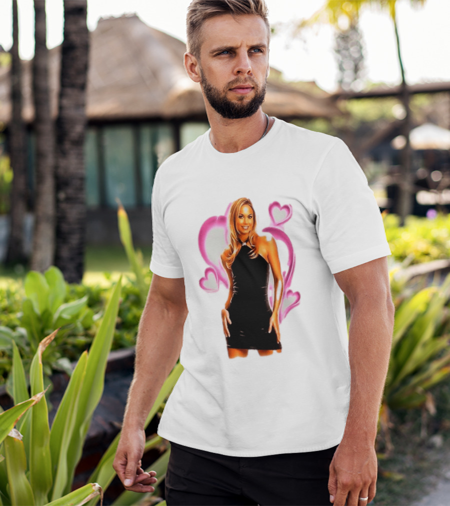 WWE Stacy Keibler Pink Hearts Glamorous Pose T-Shirt