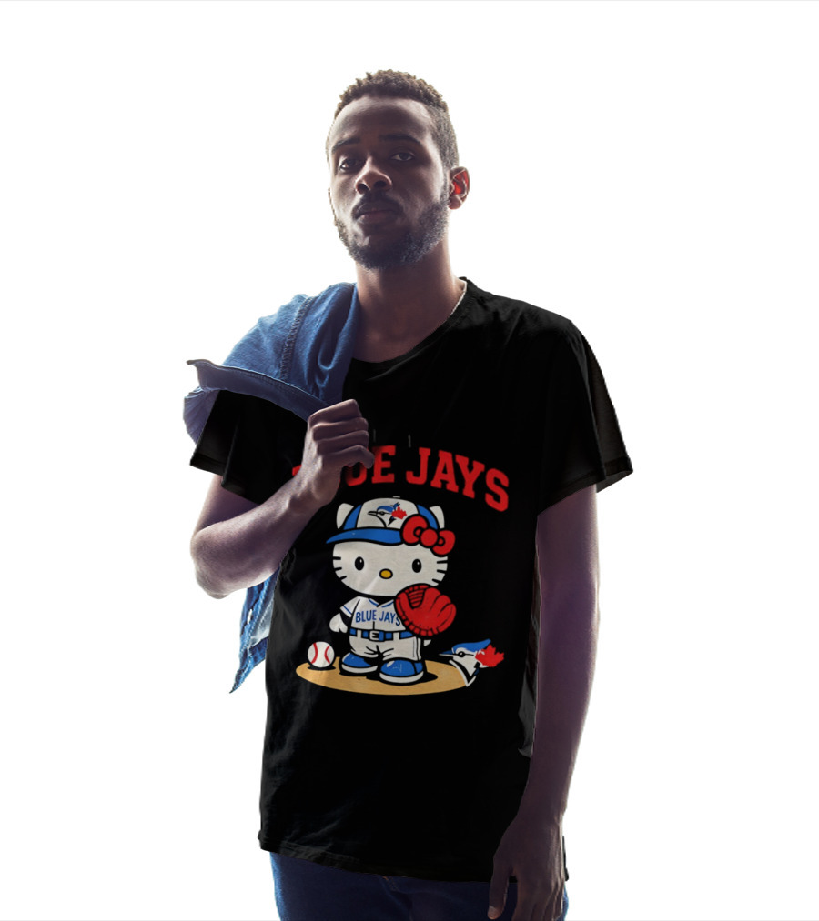 Hello Kitty Toronto Blue Jays Collaboration Baseball Cute Character Merchandise T-Shirt