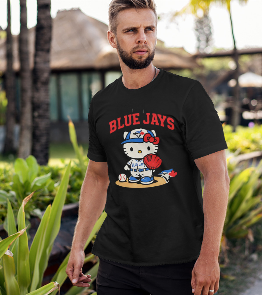Hello Kitty Toronto Blue Jays Collaboration Baseball Cute Character Merchandise T-Shirt