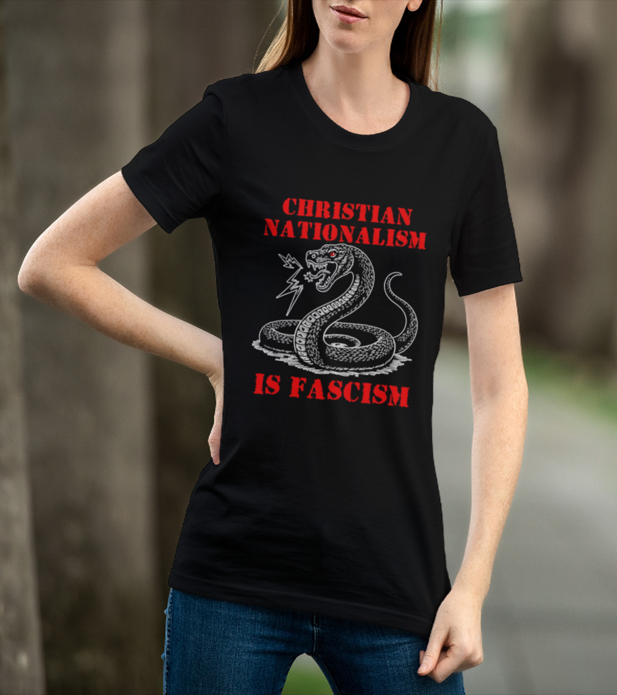 Christian Nationalism Is Fascism Snake With Lightning Bolt T-Shirt