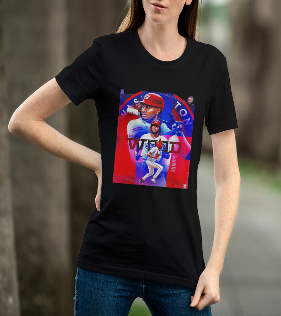 James Wood Washington Nationals .272 AVG .398 OBP 30 HR Collage T-Shirt