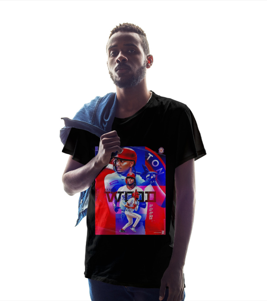 James Wood Washington Nationals .272 AVG .398 OBP 30 HR Collage T-Shirt