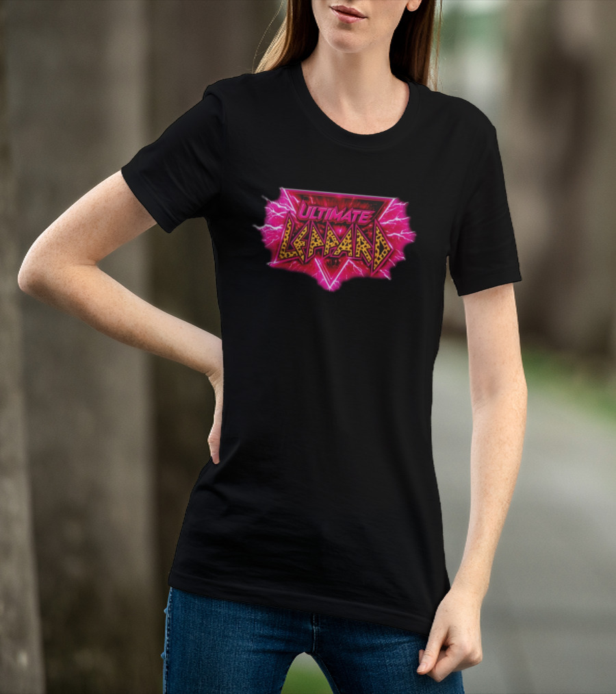 Def Leppard Ultimate Leppard Pink Lightning Leopard Print T-Shirt