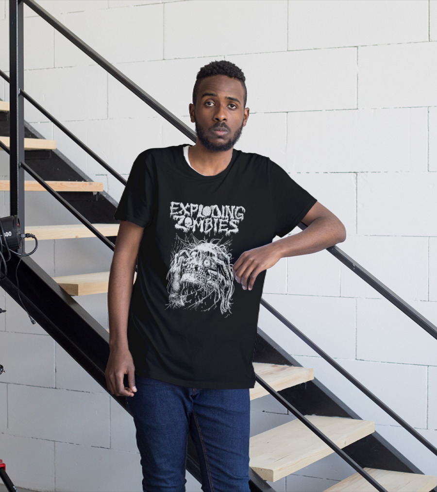 Exploding Zombies Horror Dripping Text Grunge Monster T-Shirt