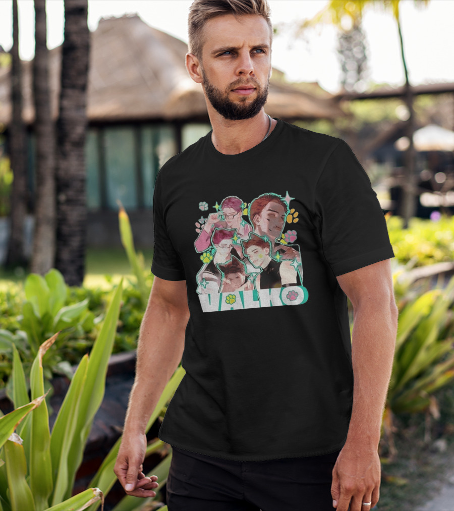Valko Anime Characters And Colorful Paw Prints T-Shirt
