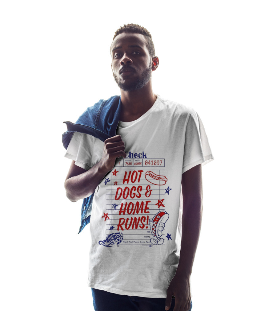 Akron RubberDucks Hot Dogs & Home Runs Restaurant Check T-Shirt