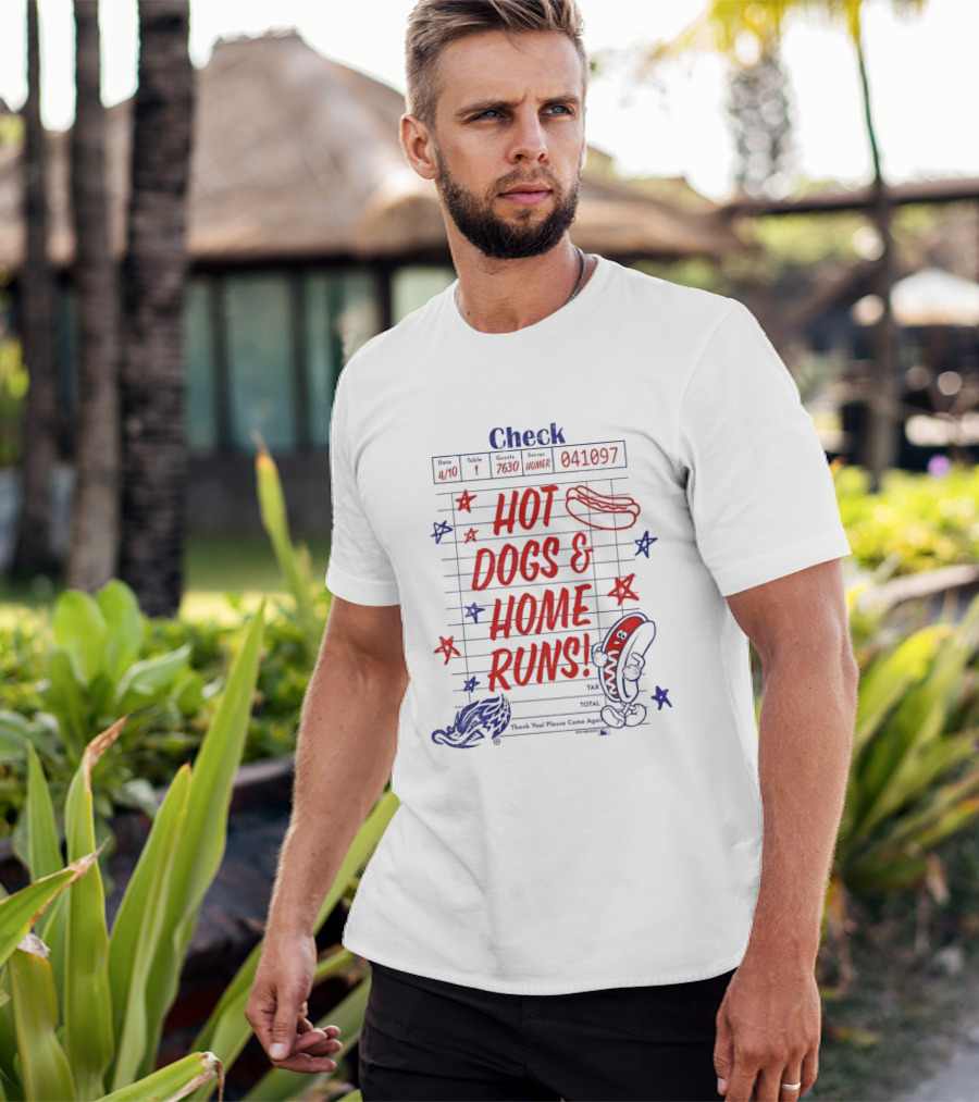 Akron RubberDucks Hot Dogs & Home Runs Restaurant Check T-Shirt