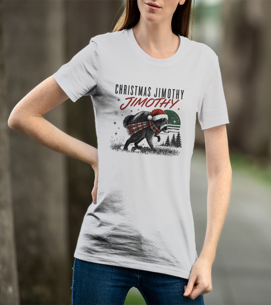 Christmas Jimothy Raccoon Holiday Trash Panda Santa Hat Festive Scarf T-Shirt