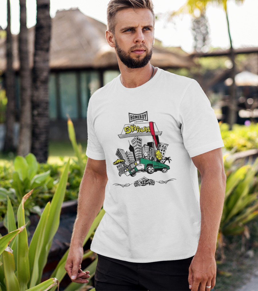 Homeboy Skrun Teddy Bear Driving City 5k Run Streetwear Adventure T-Shirt