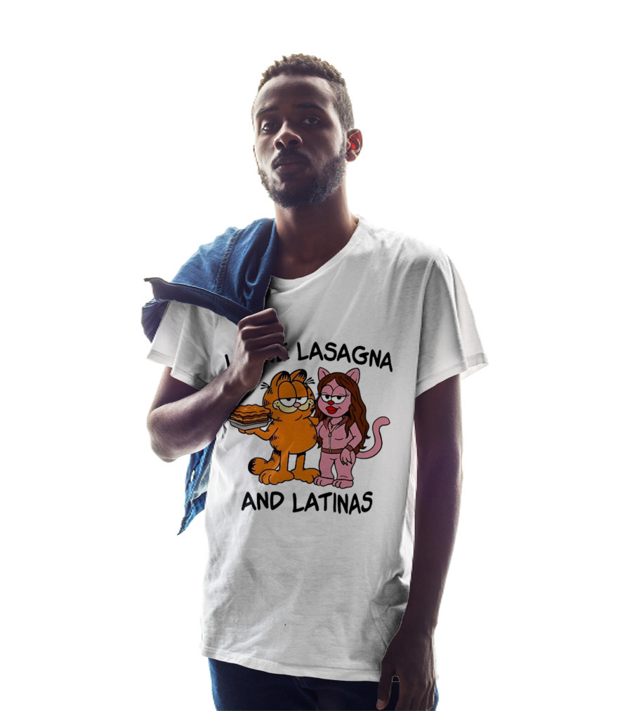 I Love Lasagna And Latinas Garfield Cat Cartoon Pusheen Meme T-Shirt