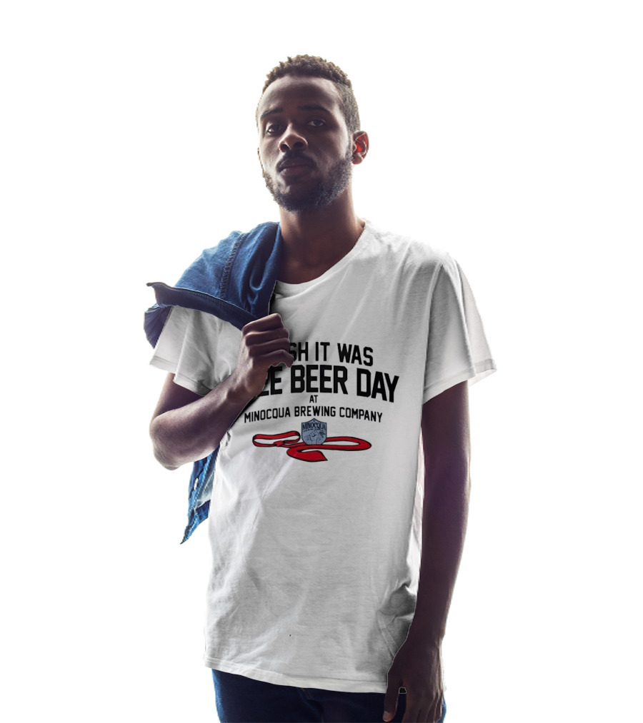 I Wish It Was Free Beer Day Minocqua Brewing Company Red Ribbon T-Shirt