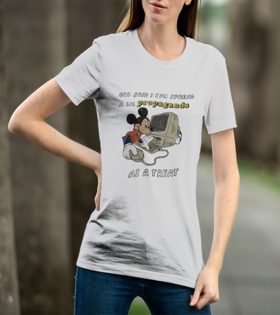 God Said I Can Spread A Lil Propaganda As A Treat Mickey Mouse Vintage Computer T-Shirt