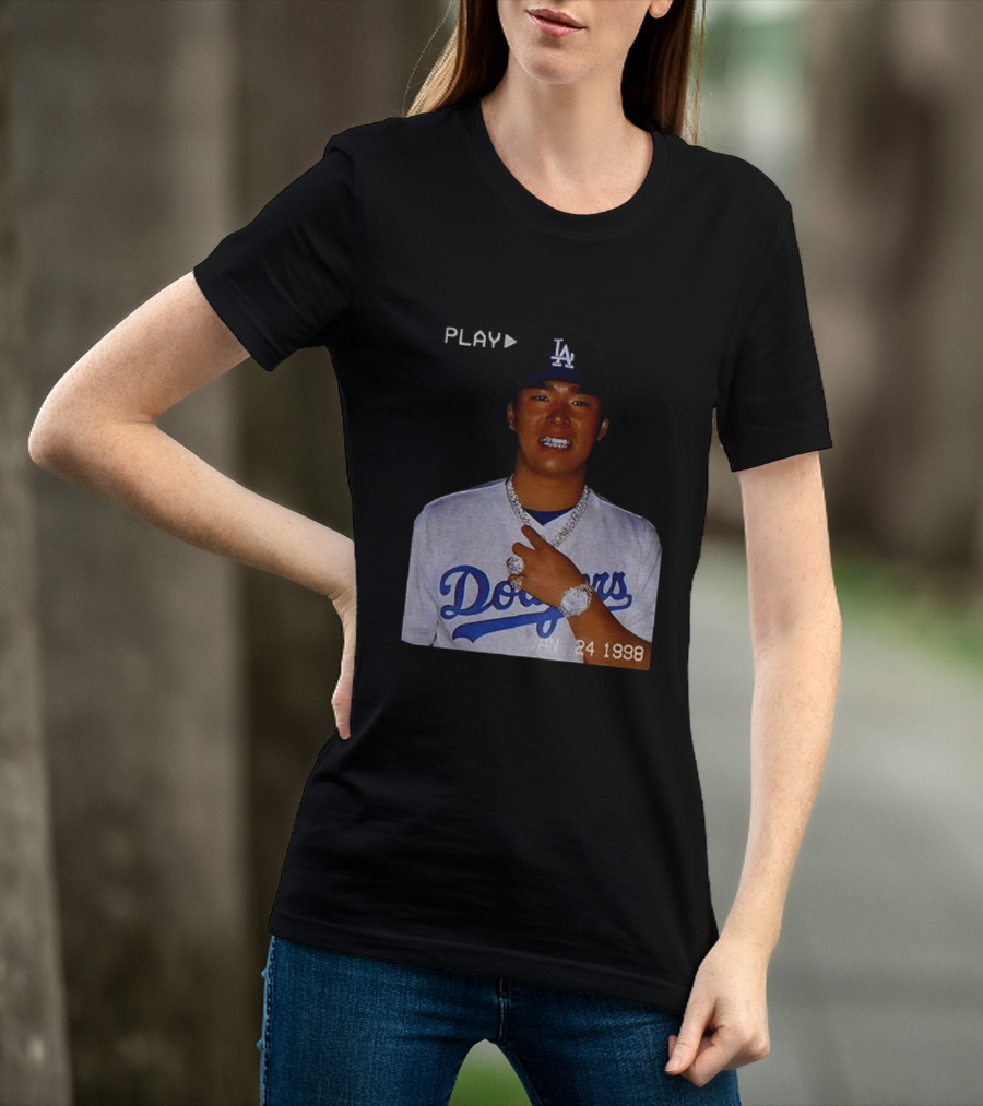 90s Yoshinobu Yamamoto Bootleg Rap Dodgers LA Jan 24 1998 T-Shirt