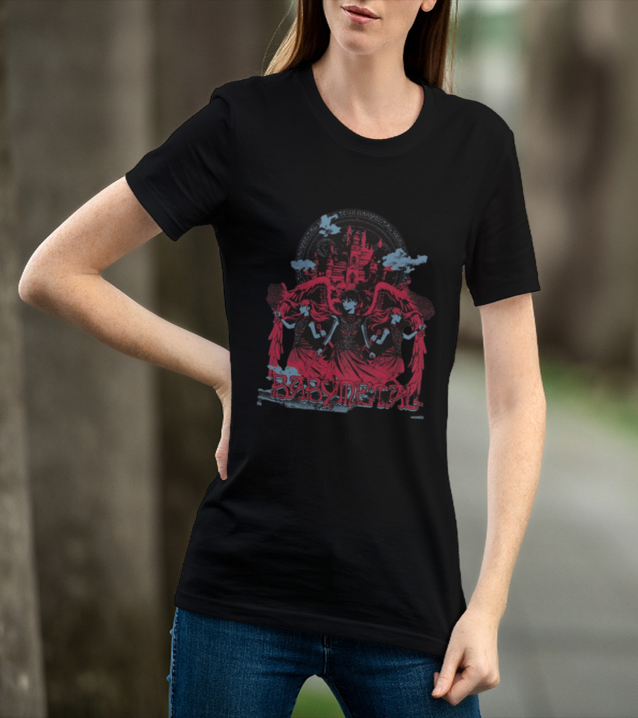 Babymetal Kingslayer Team Babymetal Corps Red Gothic Angels And Castle T-Shirt