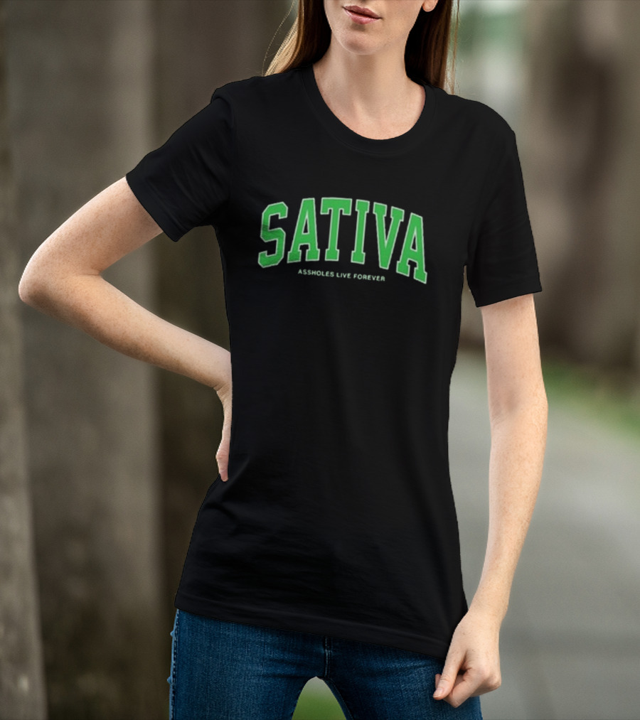 Sativa Assholes Live Forever Bold Arch Lettering T-Shirt