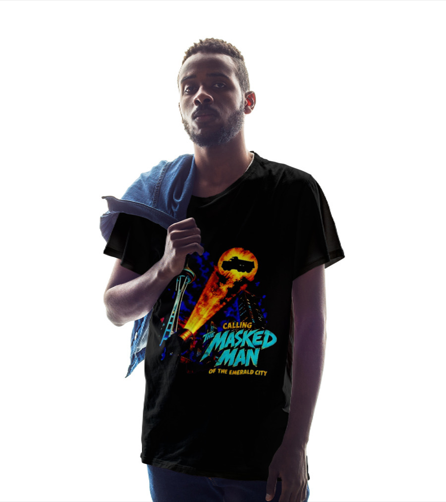 Calling The Masked Man Emerald City Space Needle T-Shirt