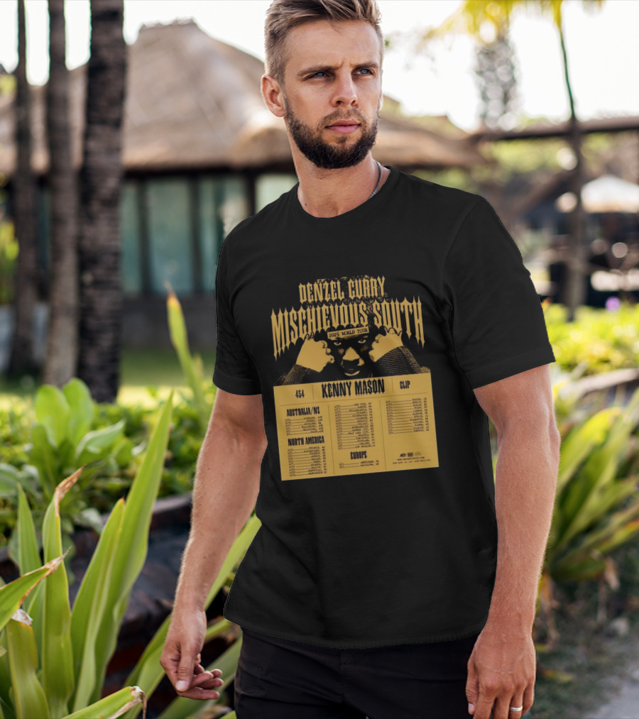 Denzel Curry Mischievous South 2025 World Tour Kenny Mason Clip 454 Australia North America Europe Dates T-Shirt