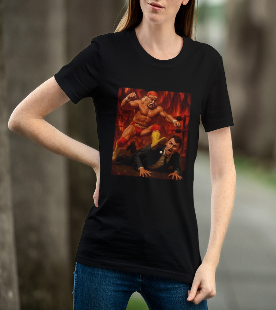 Hulk Hogan Hulkamania Vs Charlie Kirk Wrestling Meme Image T-Shirt