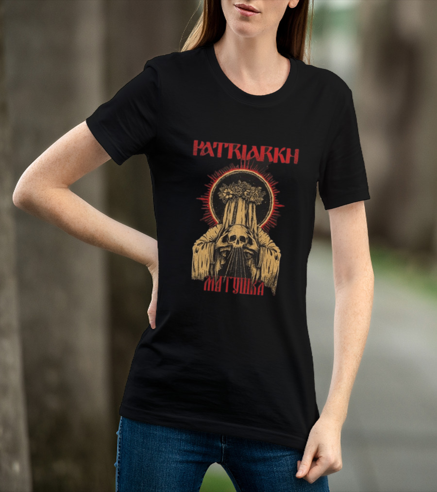 Patriarkh Matushka Skeleton Halo Floral Hooded Figure T-Shirt