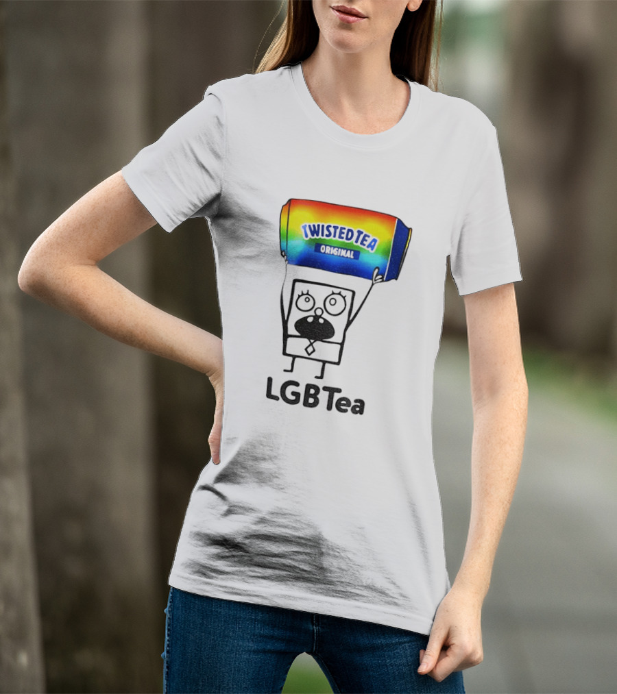 Doodlebob Holding Rainbow Twisted Tea Original LGBTea Pride LGBTQ+ T-Shirt
