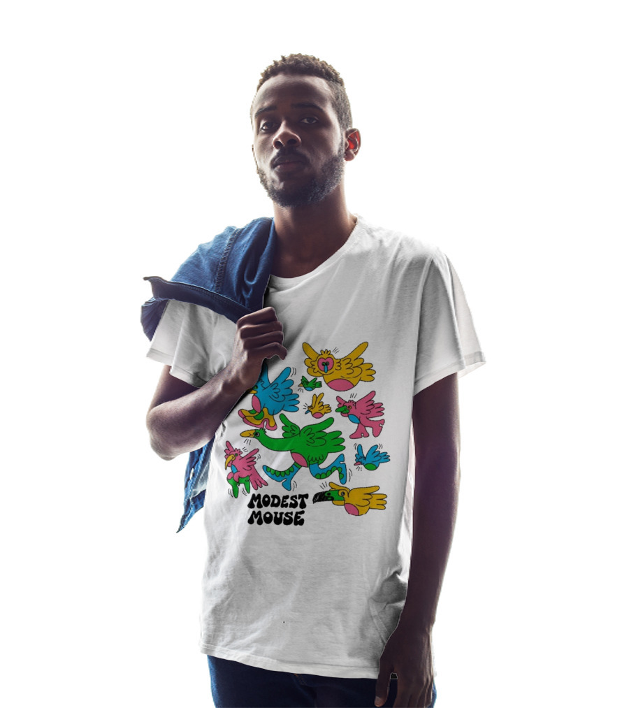Modest Mouse Colorful Birds Flock T-Shirt
