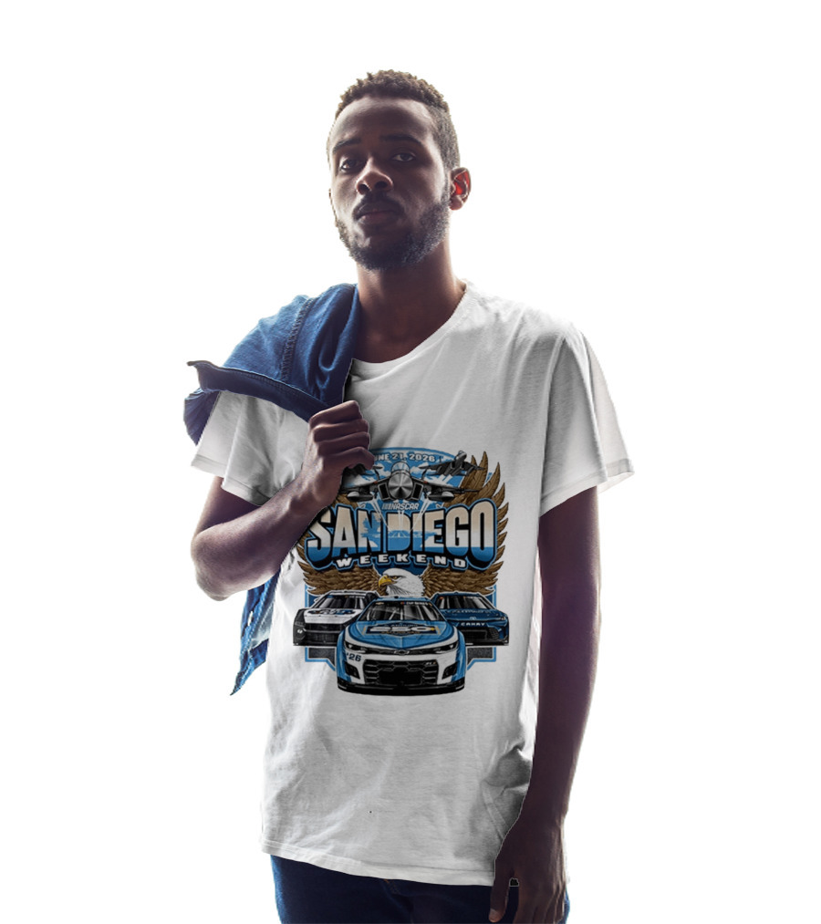 June 21 2026 NASCAR San Diego Weekend Americana Event Racing Cars And Eagle Wings T-Shirt