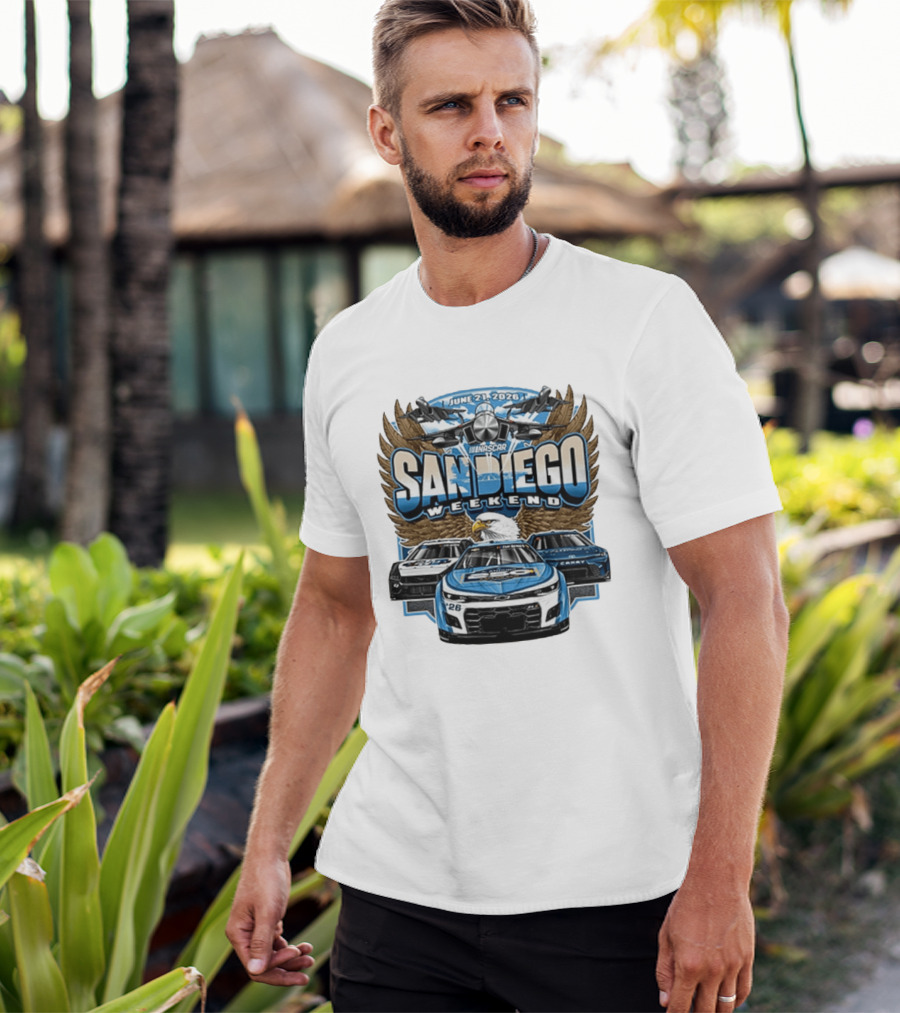 June 21 2026 NASCAR San Diego Weekend Americana Event Racing Cars And Eagle Wings T-Shirt
