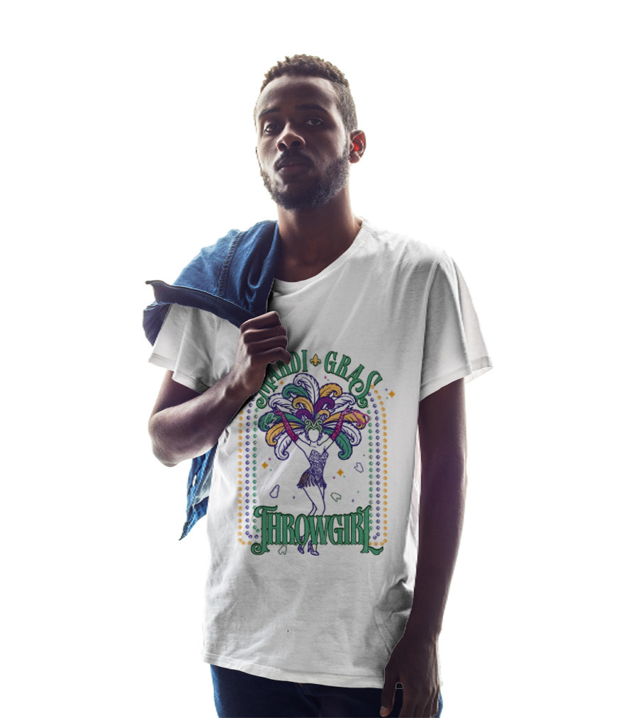 Mardi Gras Throw Girl Feather Dance Costume Celebration T-Shirt