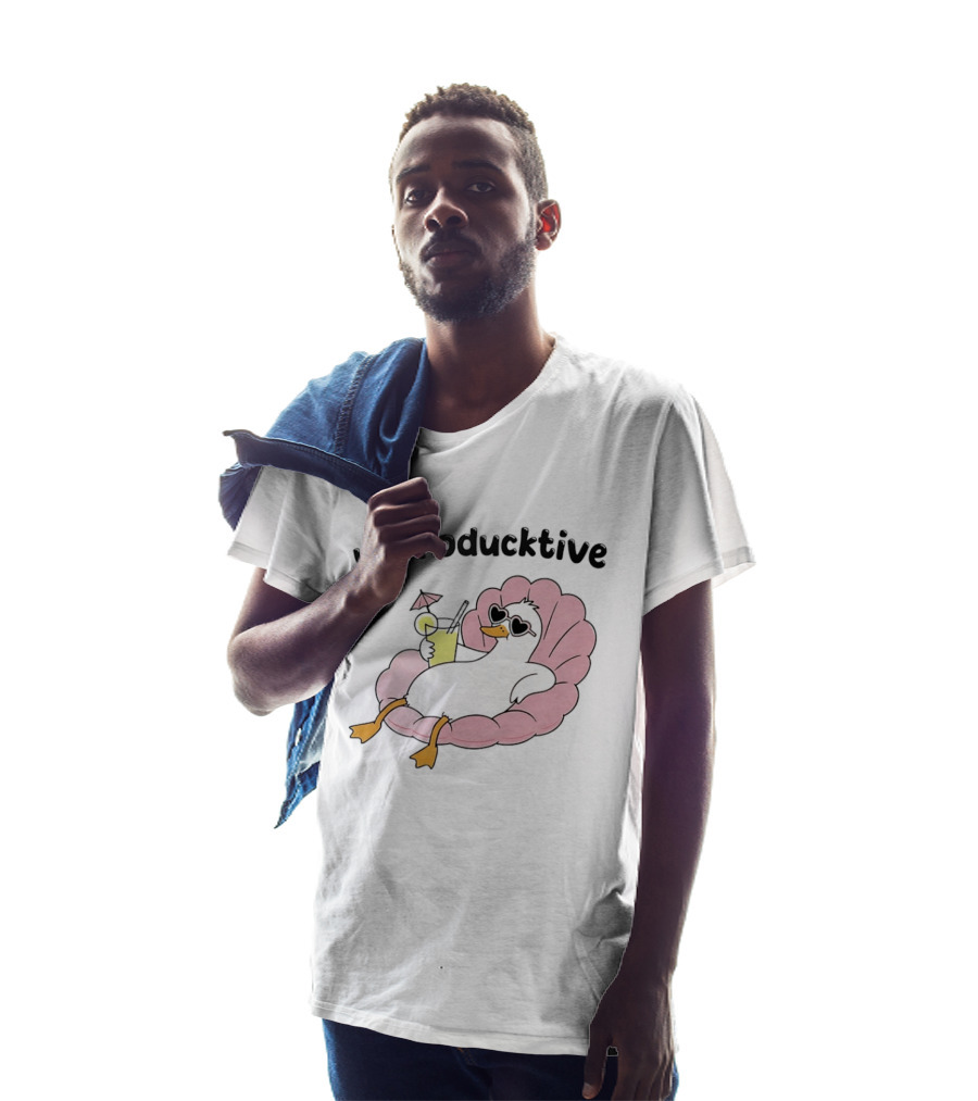 Unproducktive Duck Relaxing In A Shell With A Cocktail Sunglasses Lemonade T-Shirt