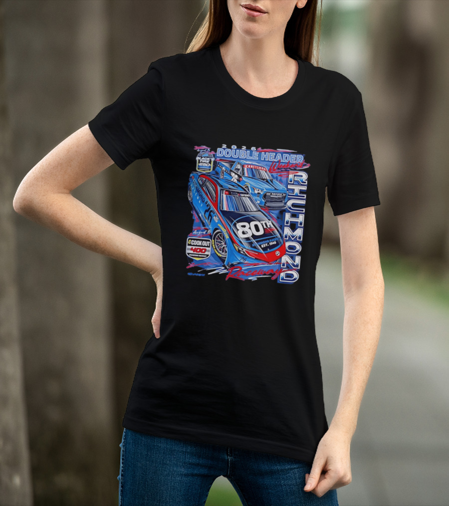 2026 Richmond Raceway Double Header Weekend 80th Anniversary Black Tire 250 Cook Out 400 T-Shirt