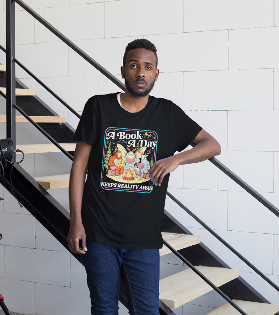 A Book A Day Reading Cryptid Club Campfire Keeps Reality Away T-Shirt