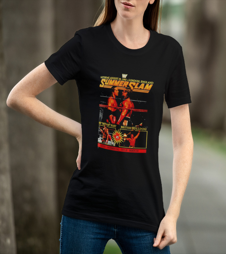 WWF SummerSlam 1992 Bret Hart Vs British Bulldog London England T-Shirt