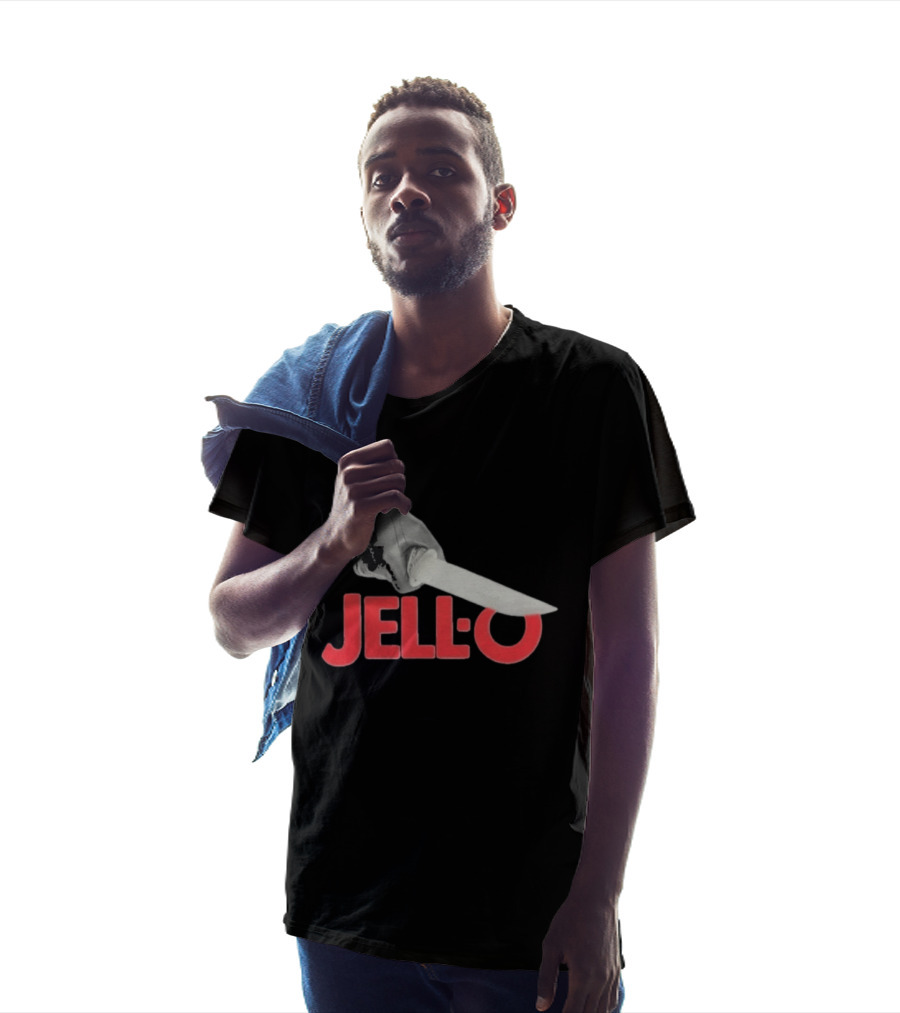 Jello Knife Red Oozing Text And Gloved Dagger T-Shirt