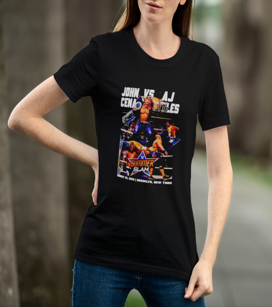 John Cena Vs AJ Styles WWE SummerSlam 2016 Barclays Center August 21 Brooklyn New York T-Shirt
