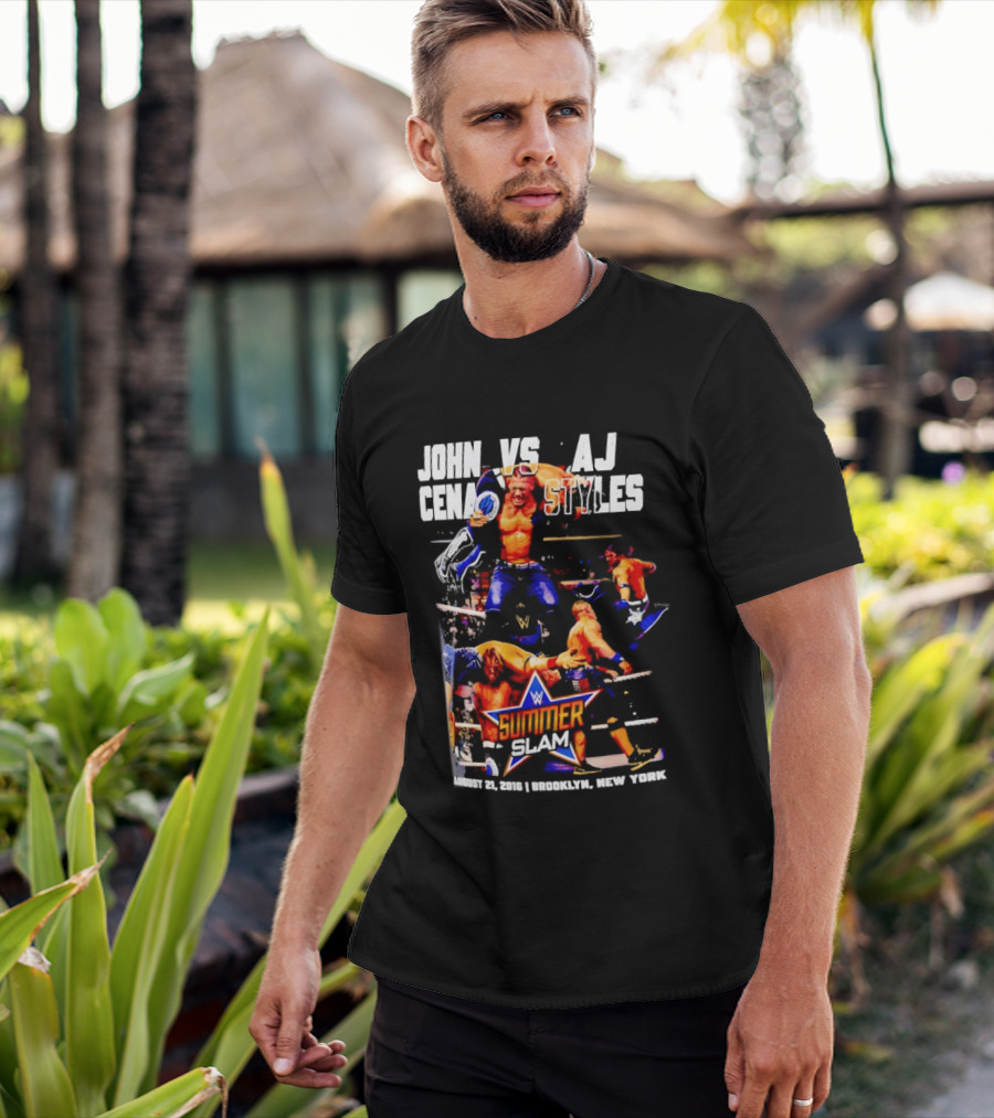 John Cena Vs AJ Styles WWE SummerSlam 2016 Barclays Center August 21 Brooklyn New York T-Shirt