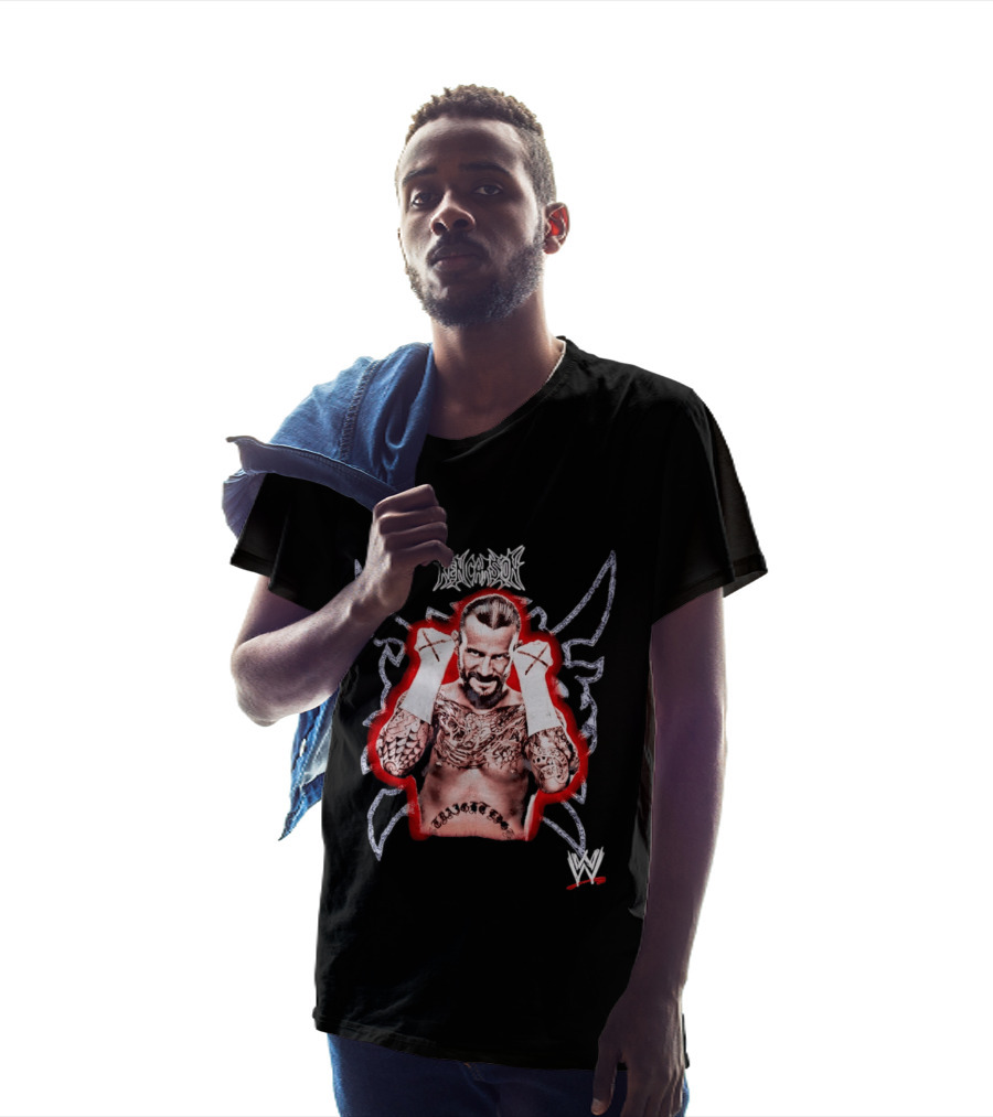 Ken Carson CM Punk WWE Logo Tattooed MMA Fighter T-Shirt
