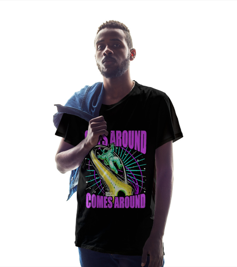 Goes Around Comes Around Astronaut Floating Space Retro Aesthetic T-Shirt