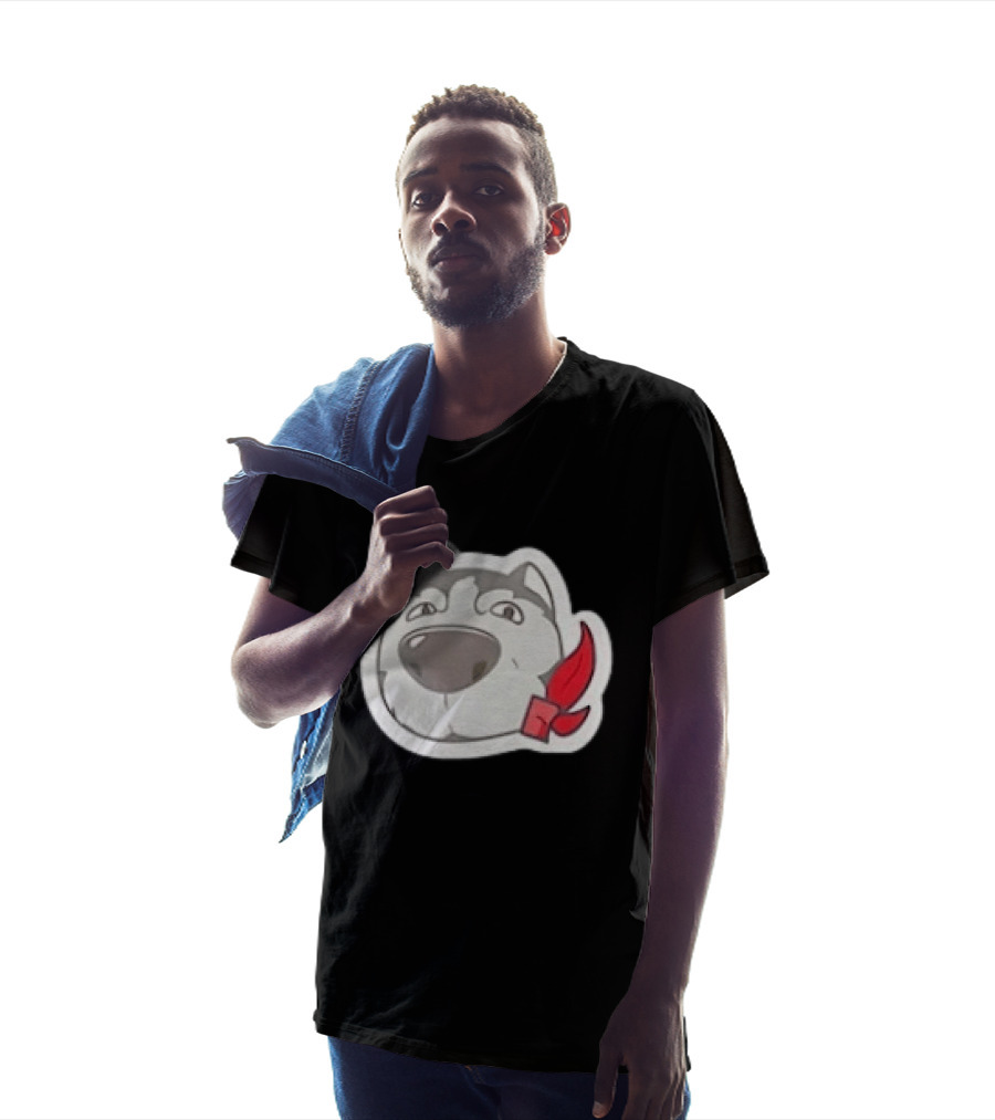 Husky Dog With Red Bandana Puppy Cute Cartoon Face T-Shirt