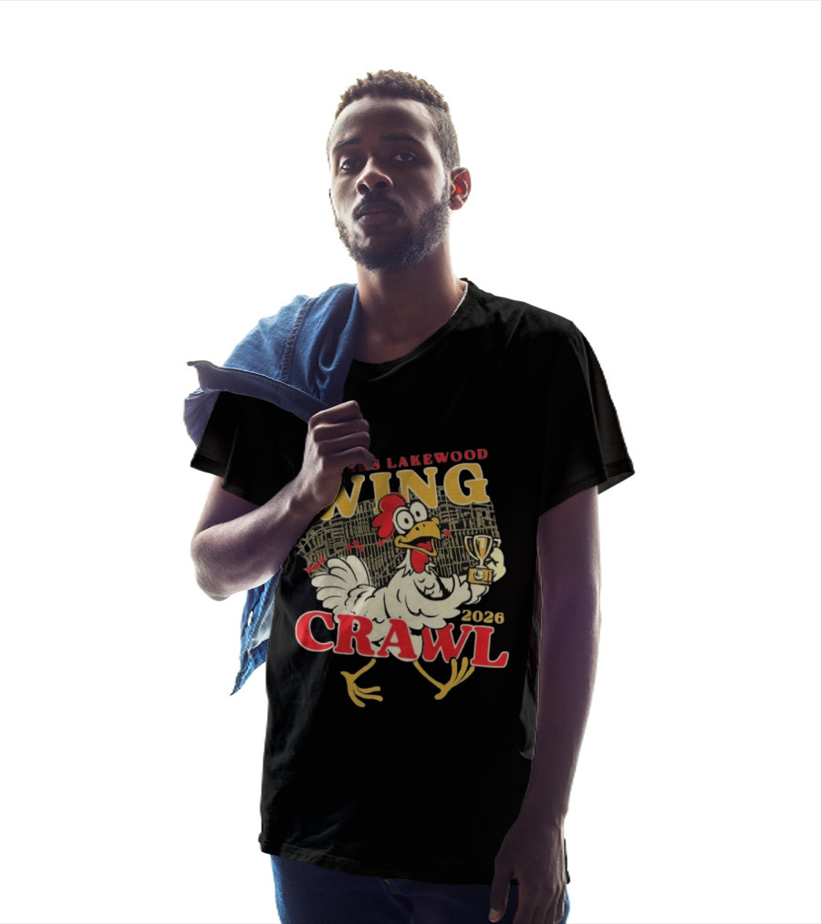 Pillars Lakewood Wing Crawl 2026 Trophy Chicken Holding Cup T-Shirt