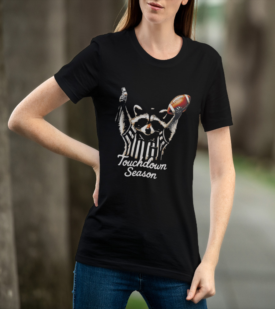 Raccoon Referee Touchdown Season Football Humor T-Shirt
