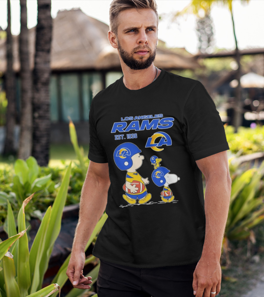 Snoopy Charlie Brown Los Angeles Rams 1936 Football Team LA T-Shirt