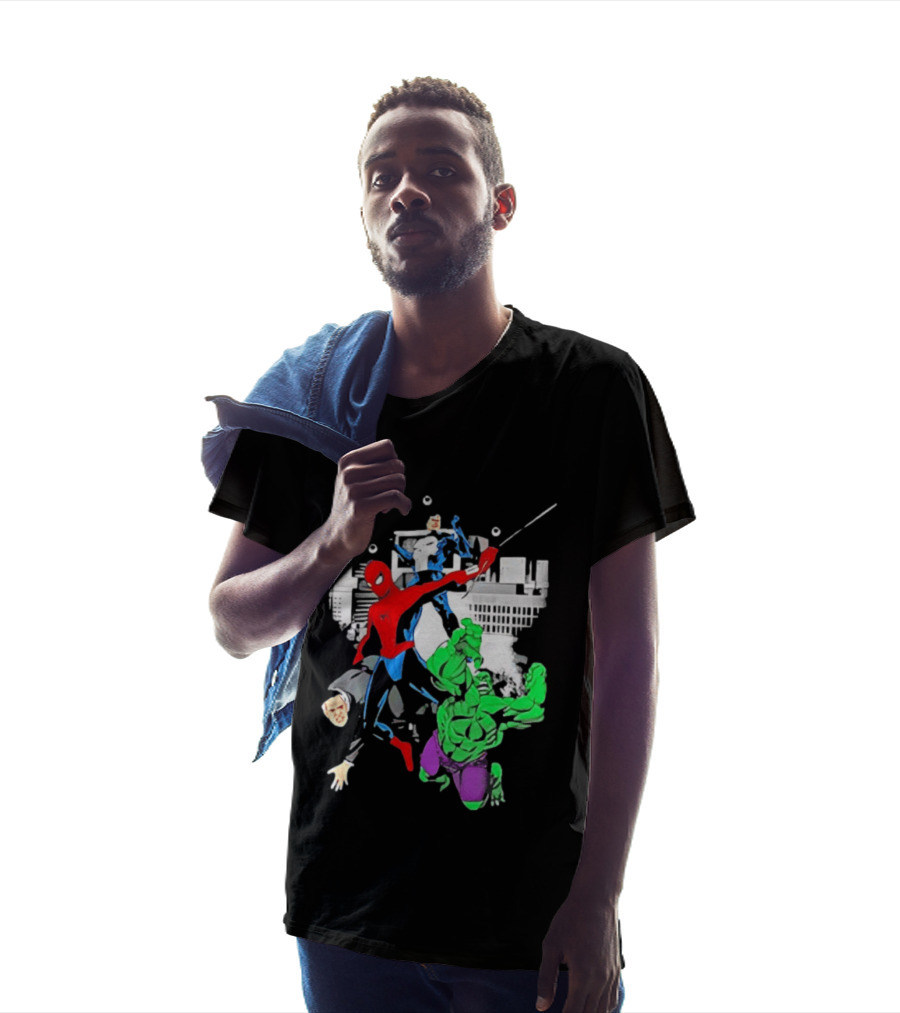 Spider Man The Punisher And The Hulk Marvel Comic Heroes Collage T-Shirt