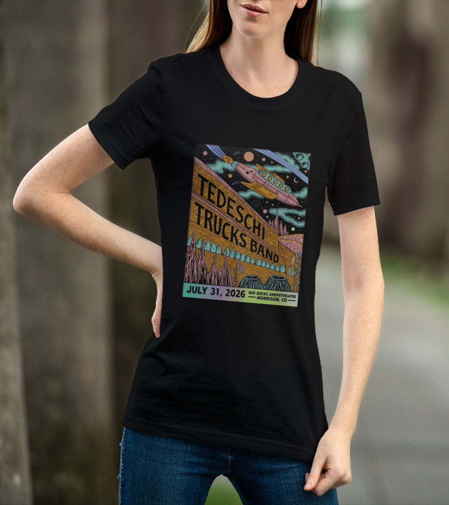 Tedeschi Trucks Band Red Rocks Concert July 31 2026 Morrison CO Spaceship T-Shirt