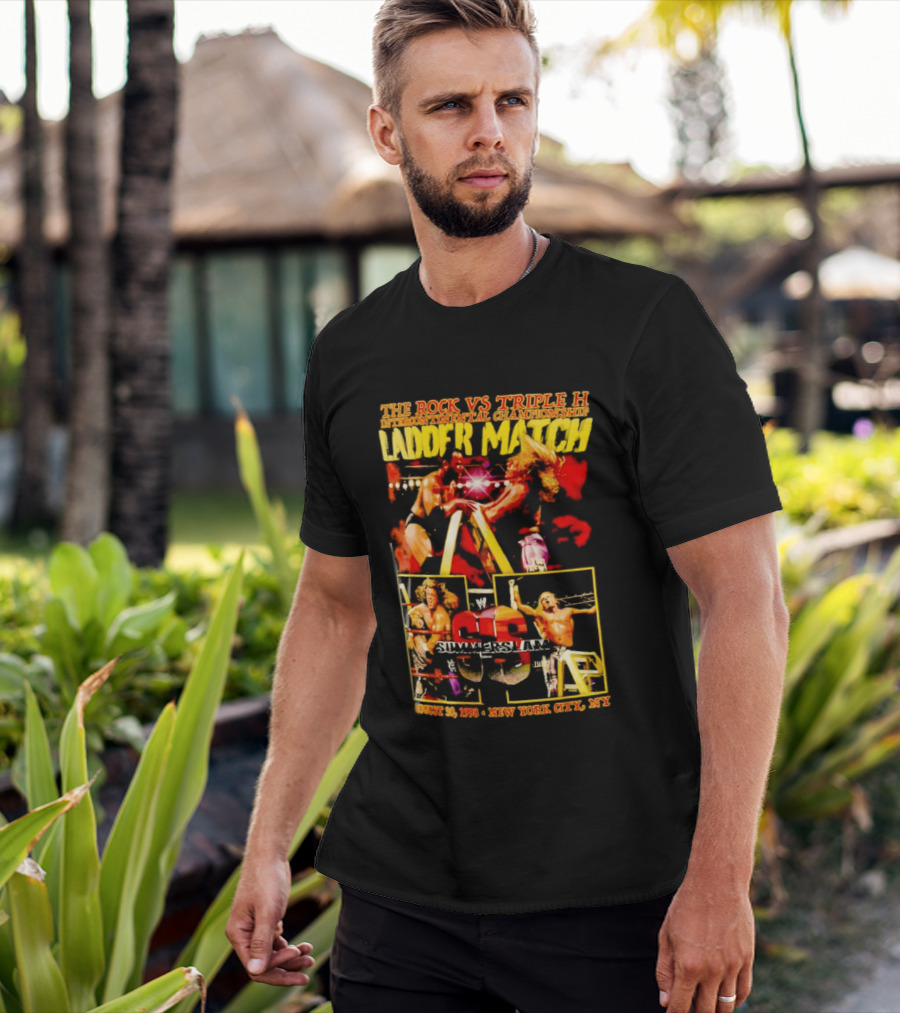 WWE SummerSlam 1998 The Rock Vs Triple H Ladder Match Intercontinental Championship New York City T-Shirt