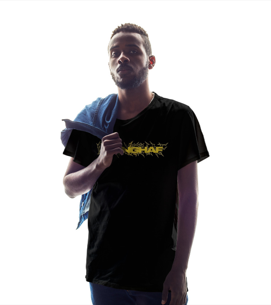 Wanghaf Bold Yellow Text With Tribal T-Shirt