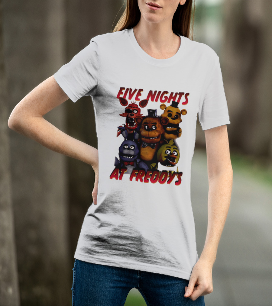 Five Nights At Freddy's Cartoon Characters Freddy Bonnie Chica Foxy T-Shirt