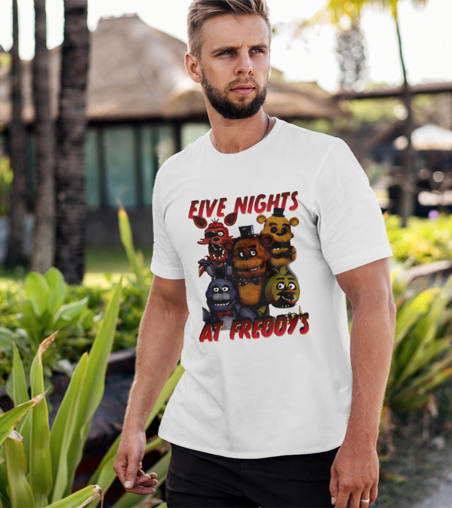 Five Nights At Freddy's Cartoon Characters Freddy Bonnie Chica Foxy T-Shirt