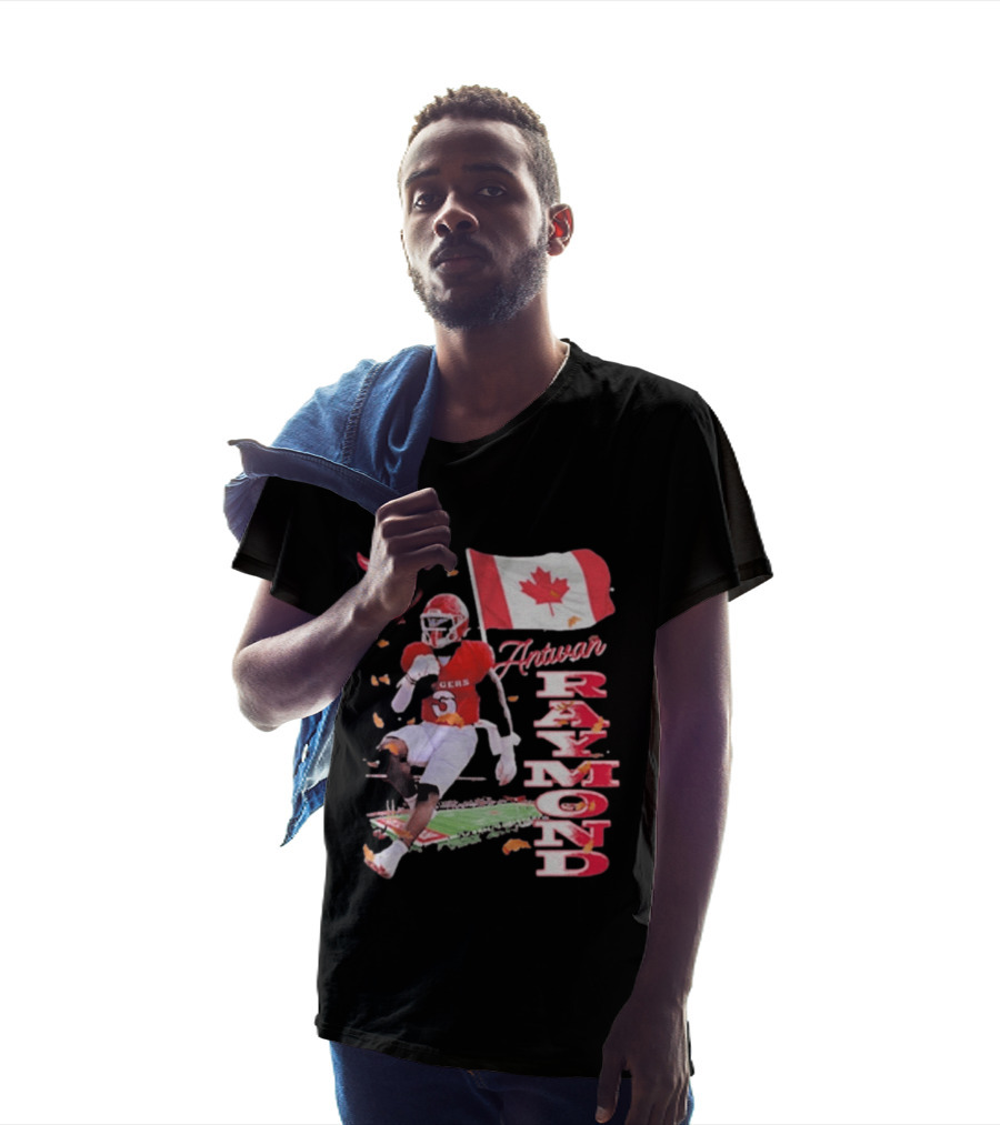 Antwan Raymond Rutgers Scarlet Knights Canadian Flag Football T-Shirt