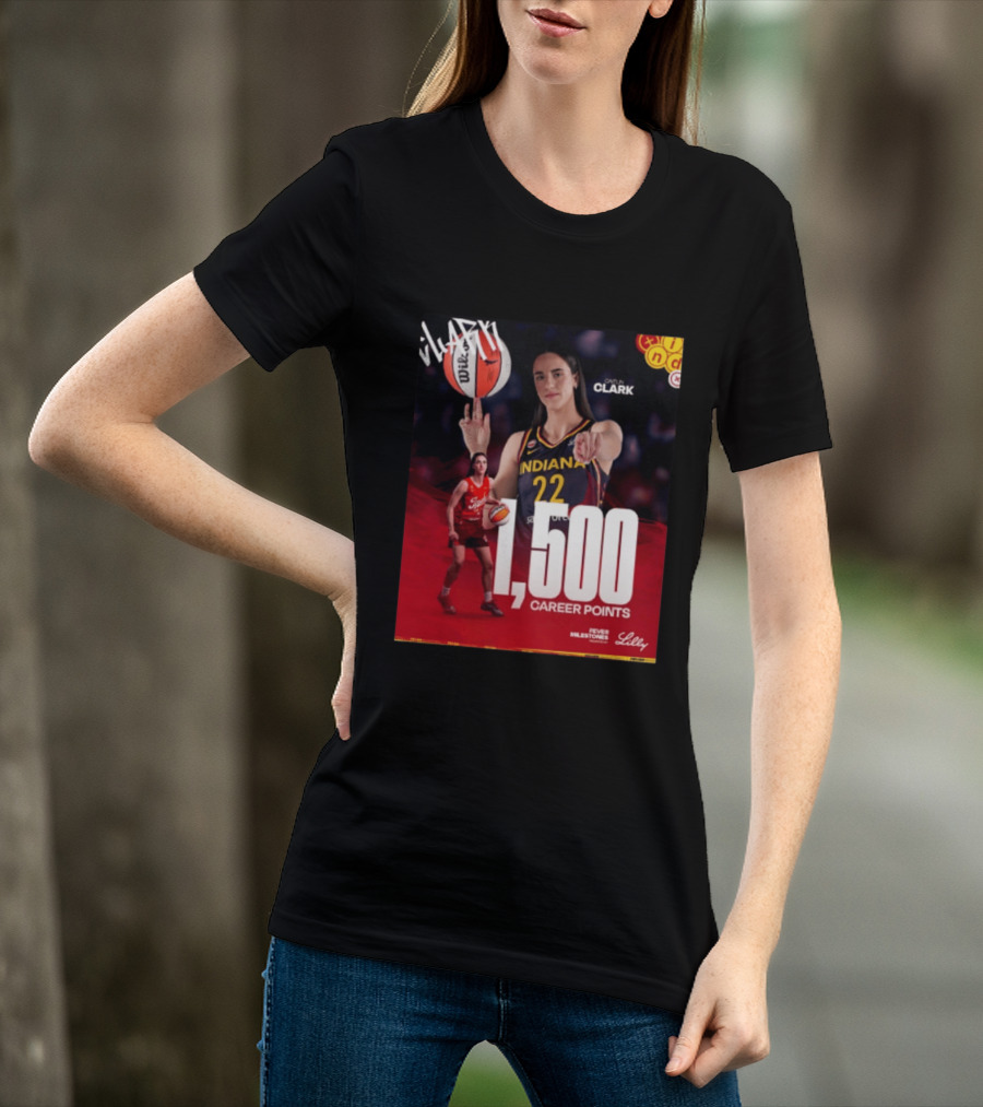 Caitlin Clark Indiana Fever 1500 Career Points Milestone Celebration WNBA Fever Milestones T-Shirt