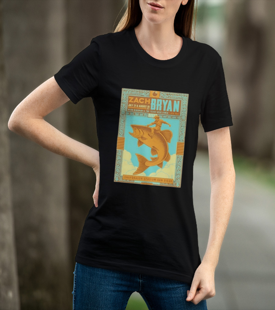 Zach Bryan July 31 August 1 Snapdragon Stadium San Diego Featuring Ryan Bingham The Texas Gentlemen Key Eli 2026 T-Shirt